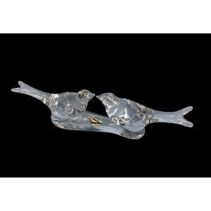 Jablonski Glass Kissing Birds Figurine Clear Crystal 7"x2" Handmade Poland